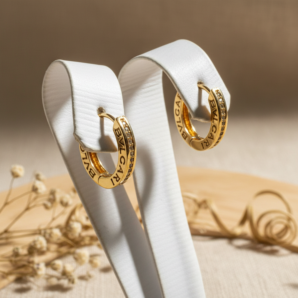 Aretes de aro 18k - iluminación premium