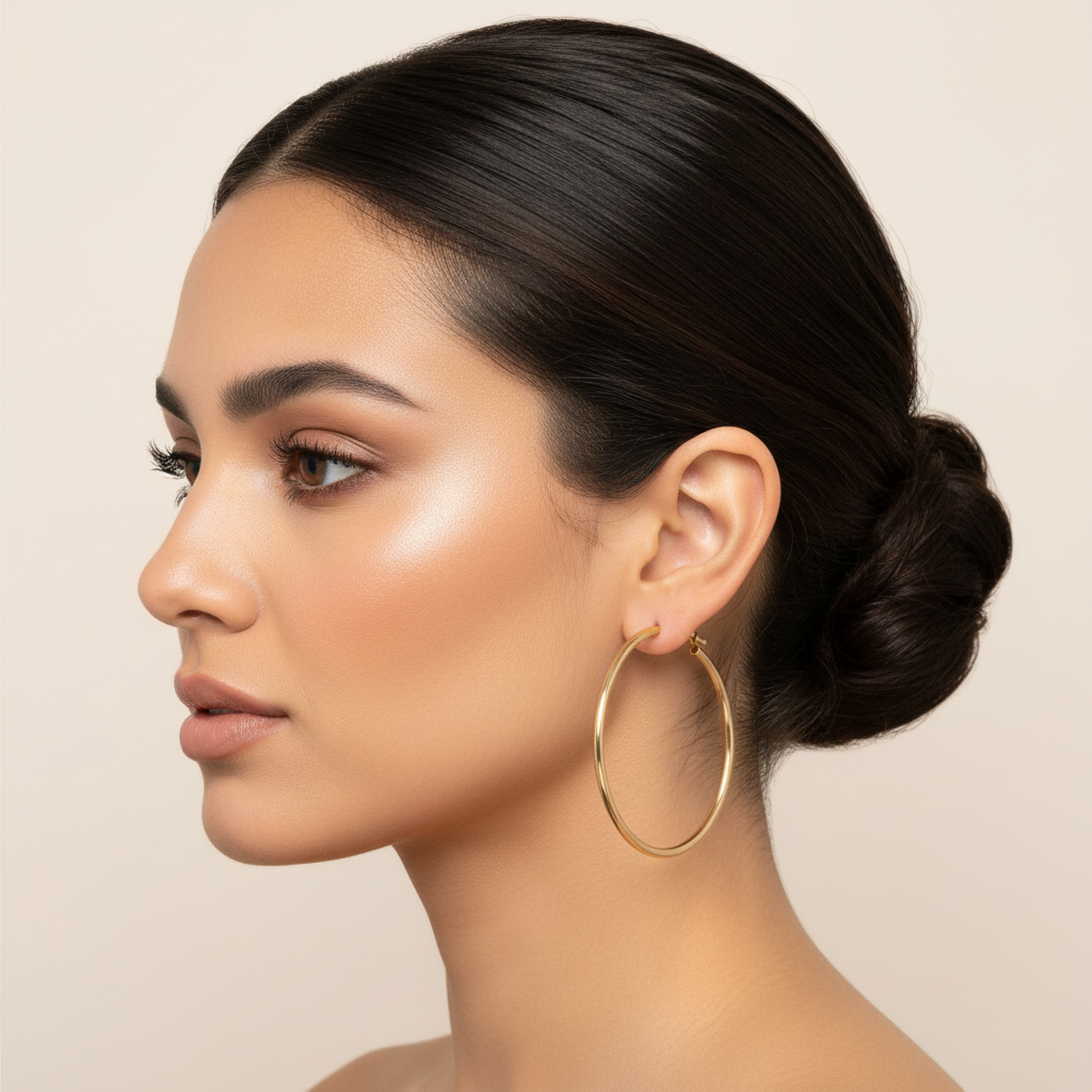 Aretes de aro en modelo