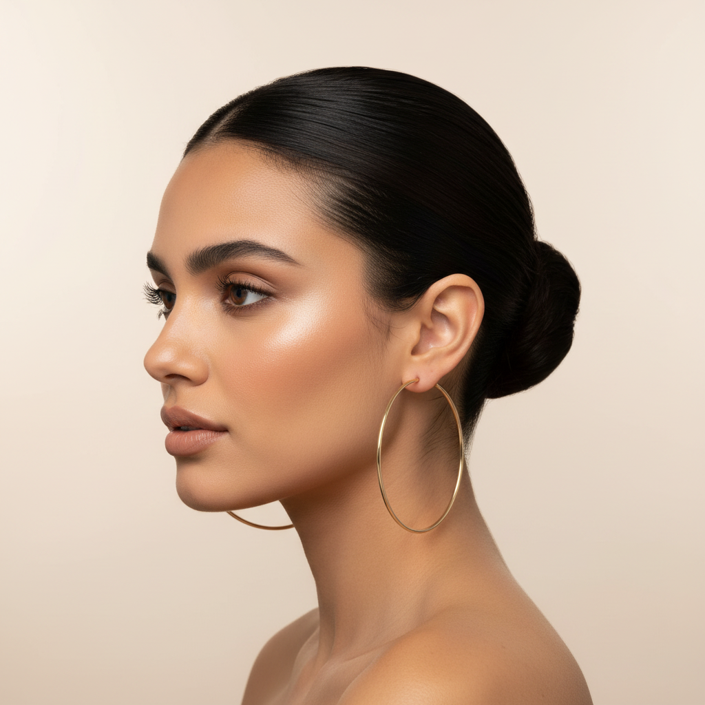Aretes de aro grandes en modelo