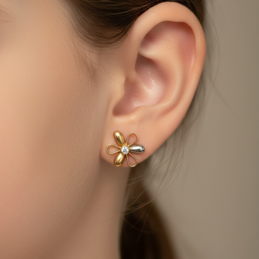 Aretes de flor en oreja 0.1cm ultra pequeños