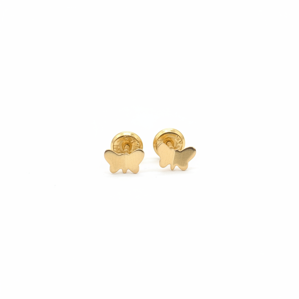 Aretes de mariposa en oro 18k fondo blanco