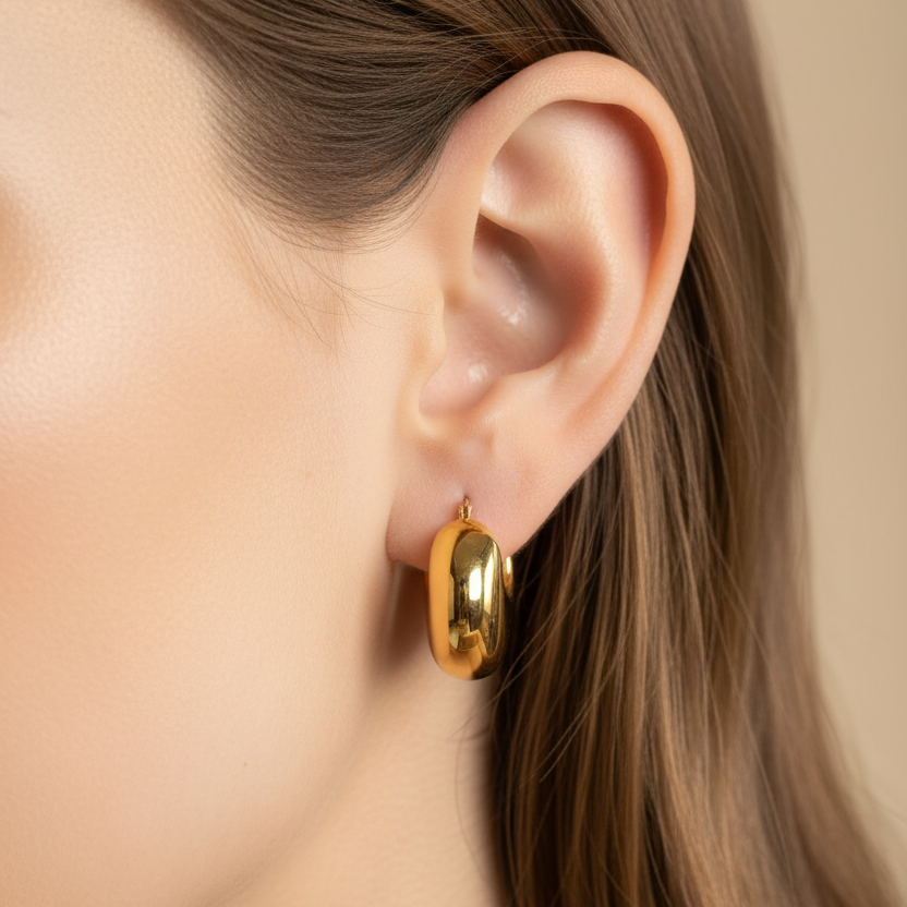 Aretes de oro 18K pequeños en oreja