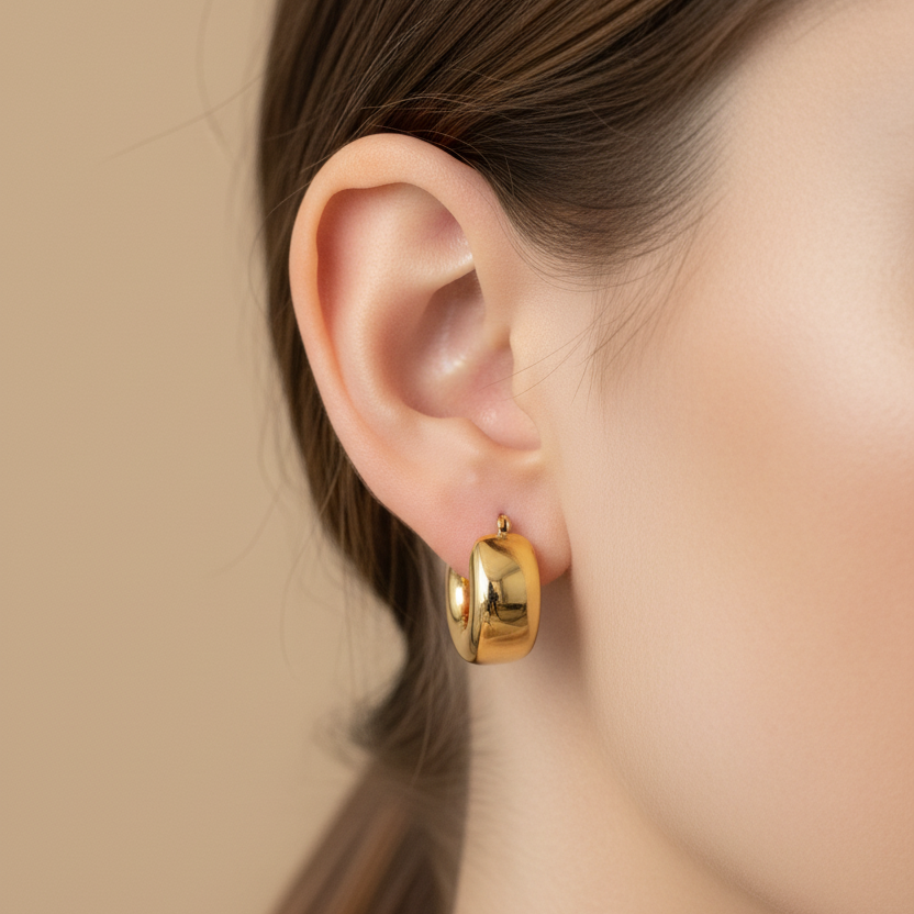Aretes de oro 18K pequeños en oreja