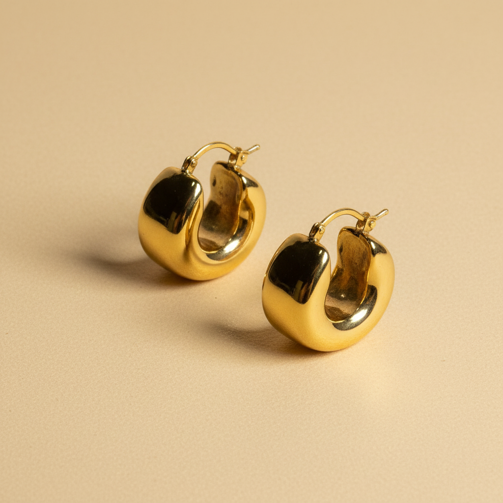 Aretes de oro 18K tipo aro grueso catálogo