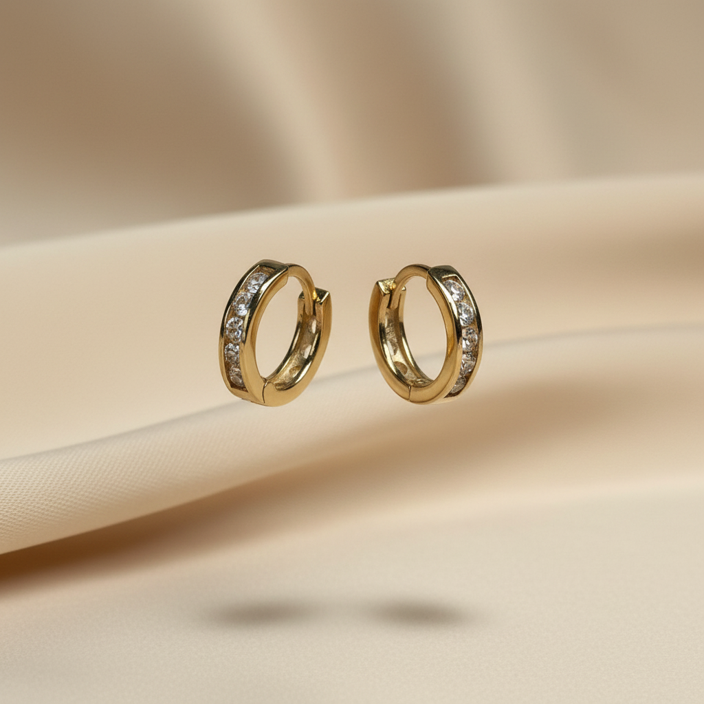 Aretes de oro con cristales engastados - Catálogo profesional