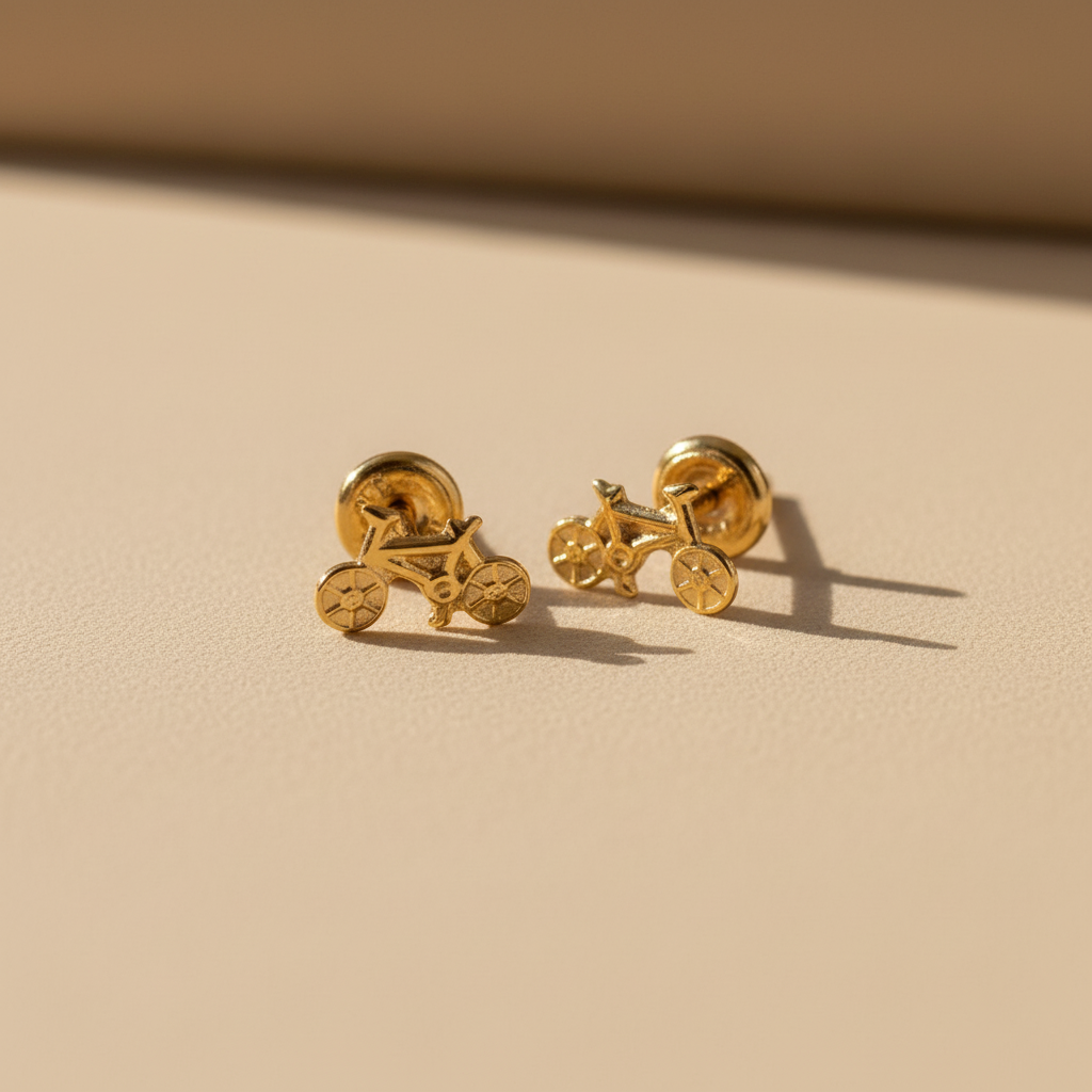 Aretes de oro con fondo beige profesional