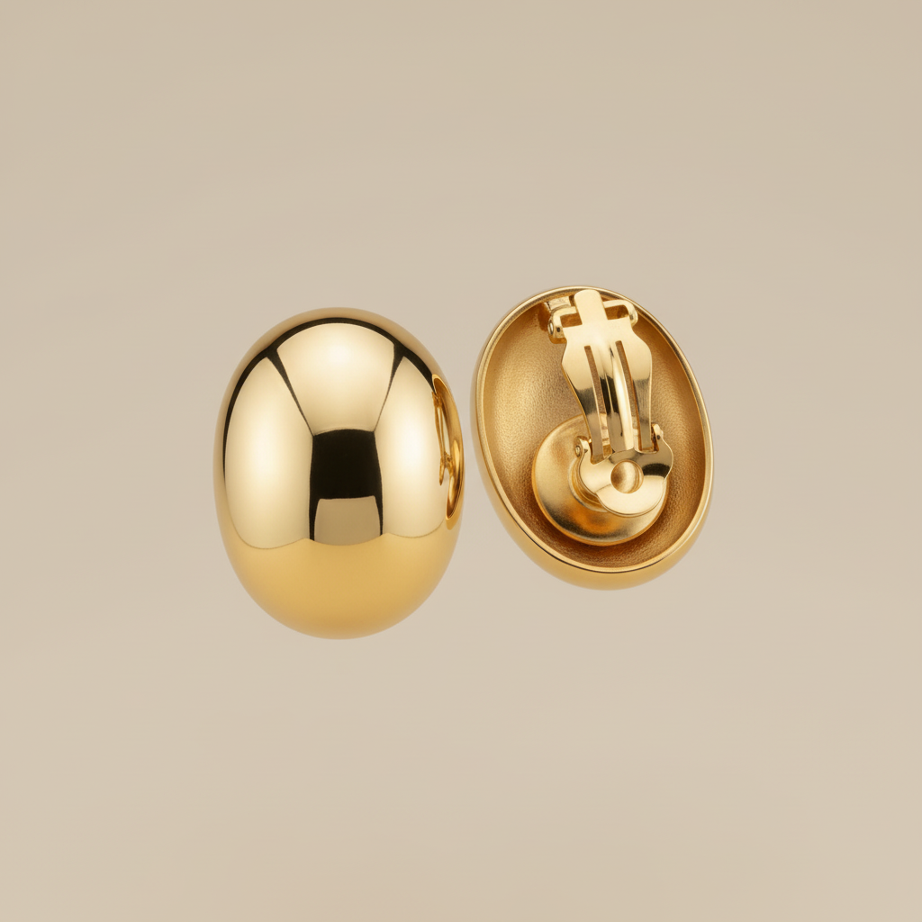 Aretes de oro ovalados - Broche de cierre