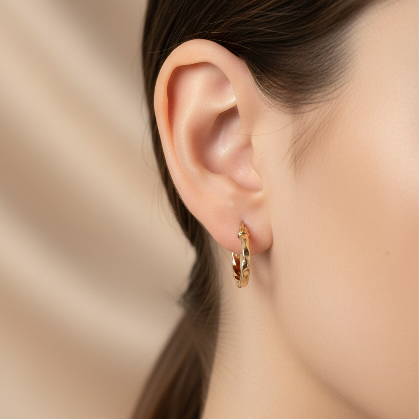 Aretes de oro trenzados en oreja - Tamaño pequeño