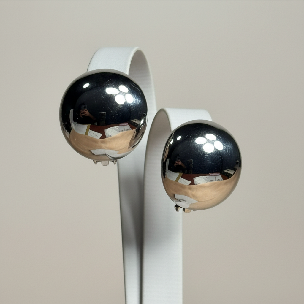 Aretes de plata con esfera - Sin reflejo de persona