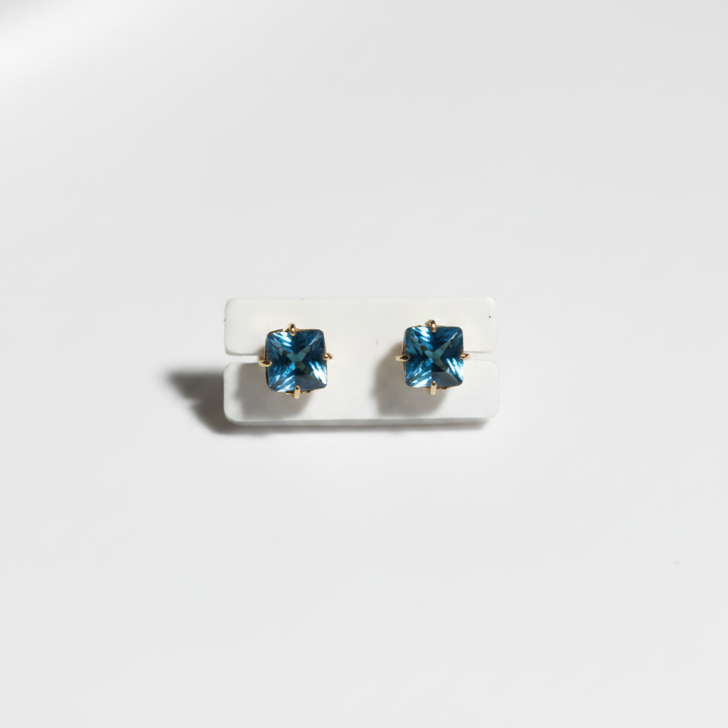 Aretes topacio azul cuadrado - foto de producto