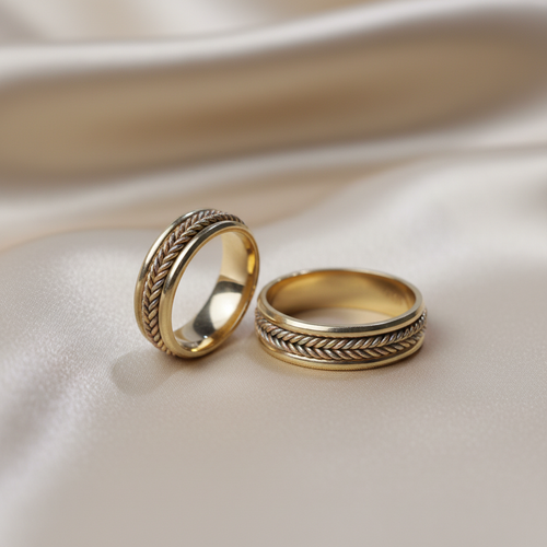 Argollas trenzadas sobre seda beige
