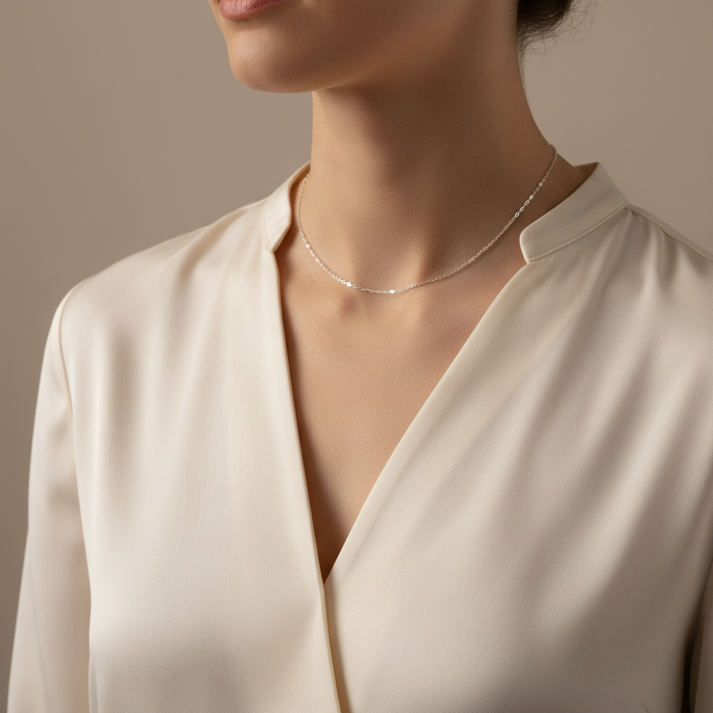 Cadena corta con blusa