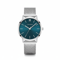 Calvin Klein plateado esfera teal fondo blanco