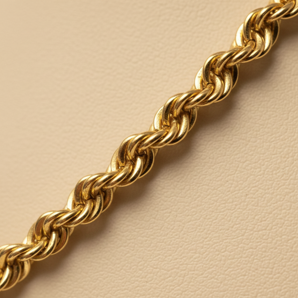 Close-up tejido cadena fondo beige