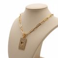 Collar oro 18k con dije de corazón - formato cuadrado