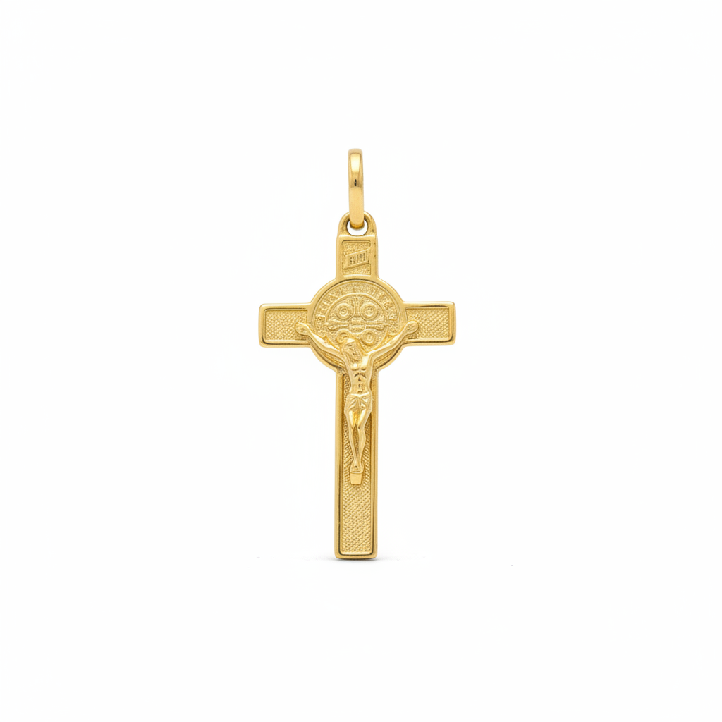 Crucifijo dorado - fondo blanco