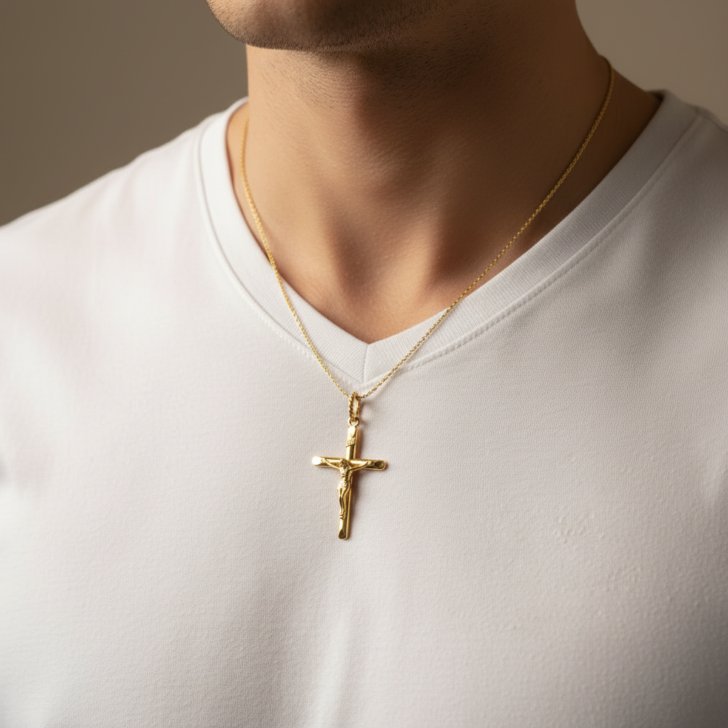 Crucifijo - hombre camisa cuello V