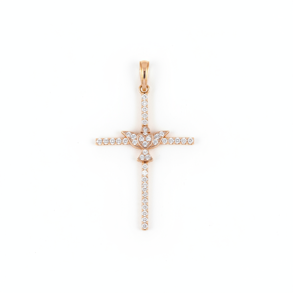 Cruz pavé diamantes - fondo blanco