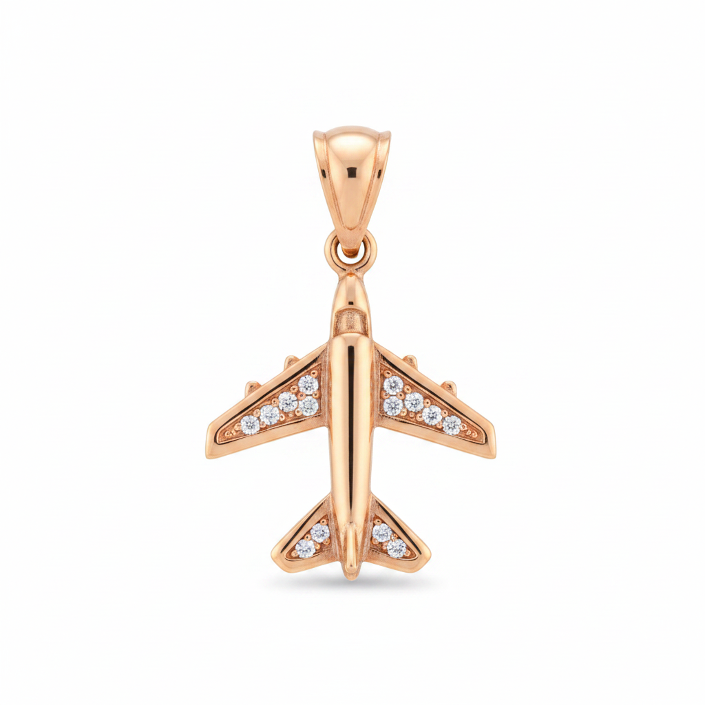 Dije avión pavé - fondo blanco