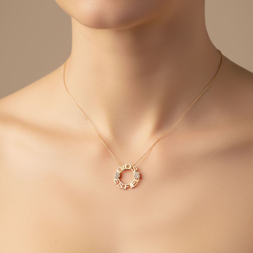 Dije circular dorado - modelo cadena hilo