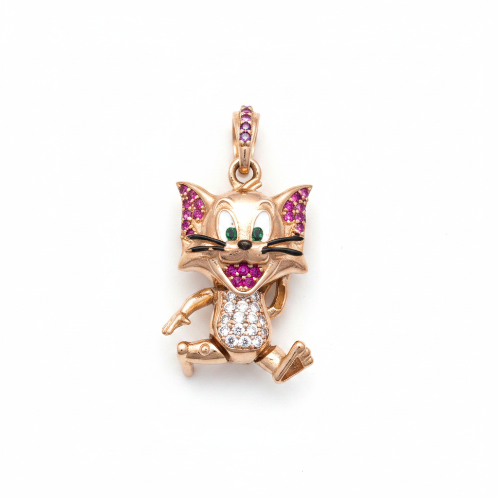 Dije gatito pavé - fondo blanco