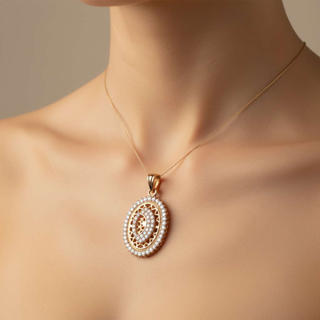 Dije oval filigrana - pequeño mujer