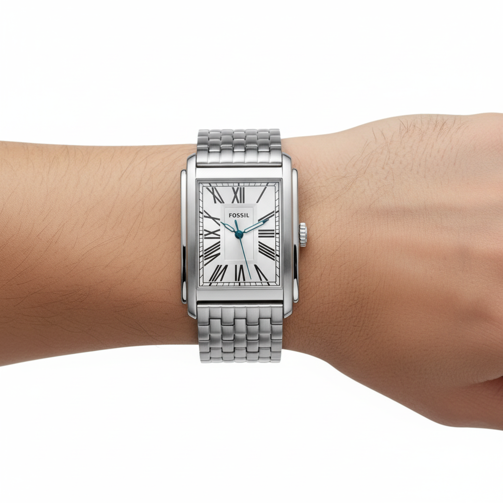 Fossil Carraway plateado en muñeca
