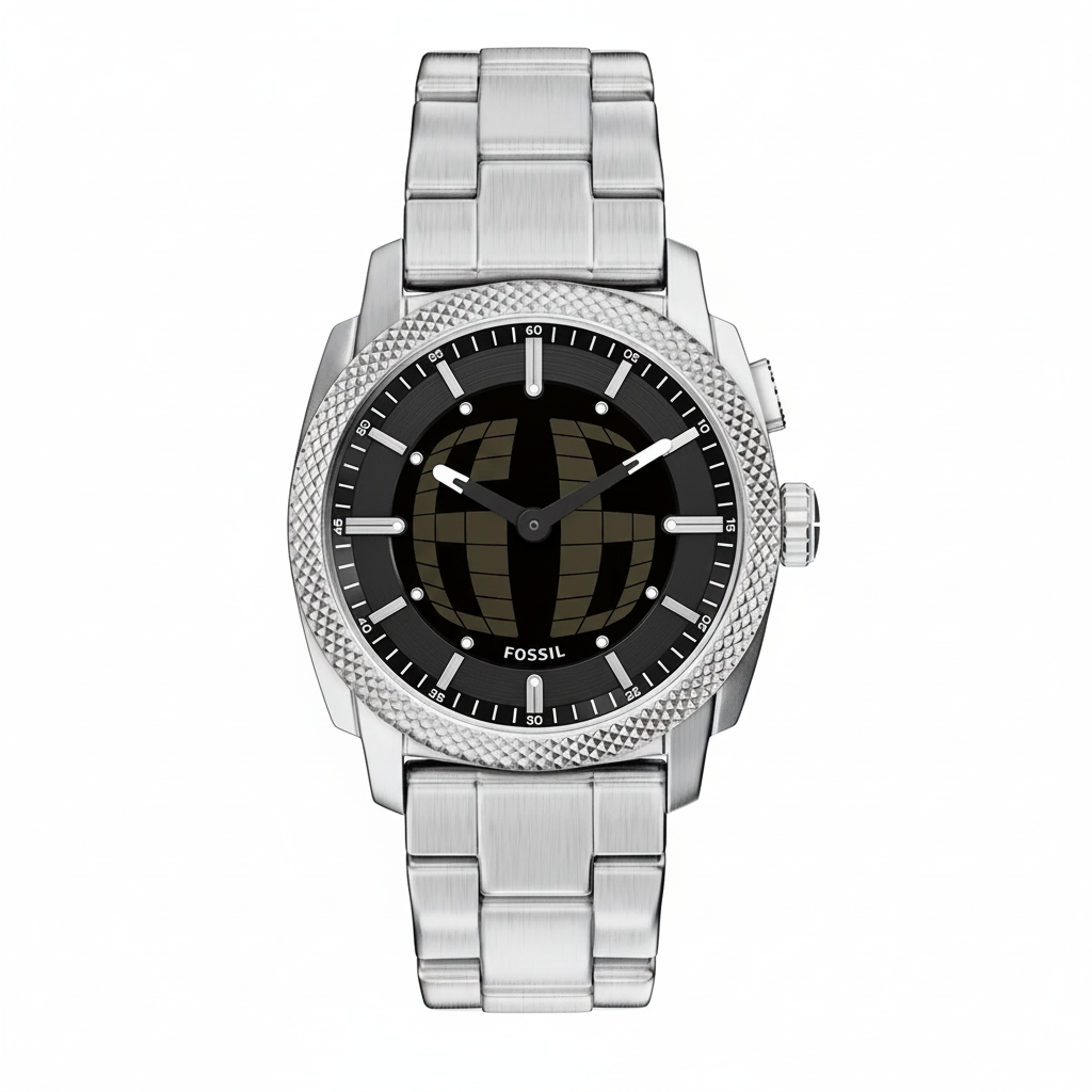 Fossil Machine plateado esfera globo fondo blanco