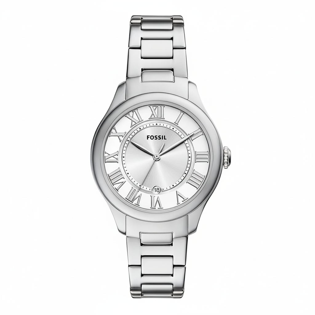 Fossil plateado fondo blanco