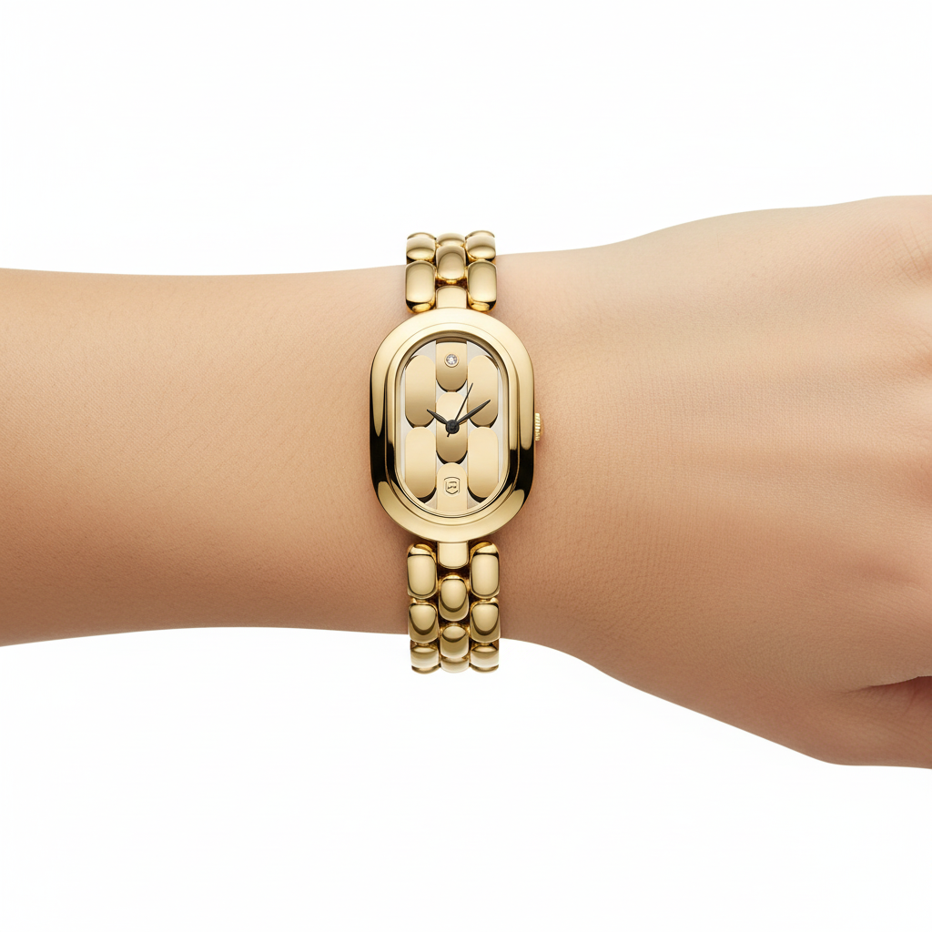 Fossil Raquel dorado en mano