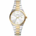 Fossil Scarlette bicolor plateado dorado fondo blanco