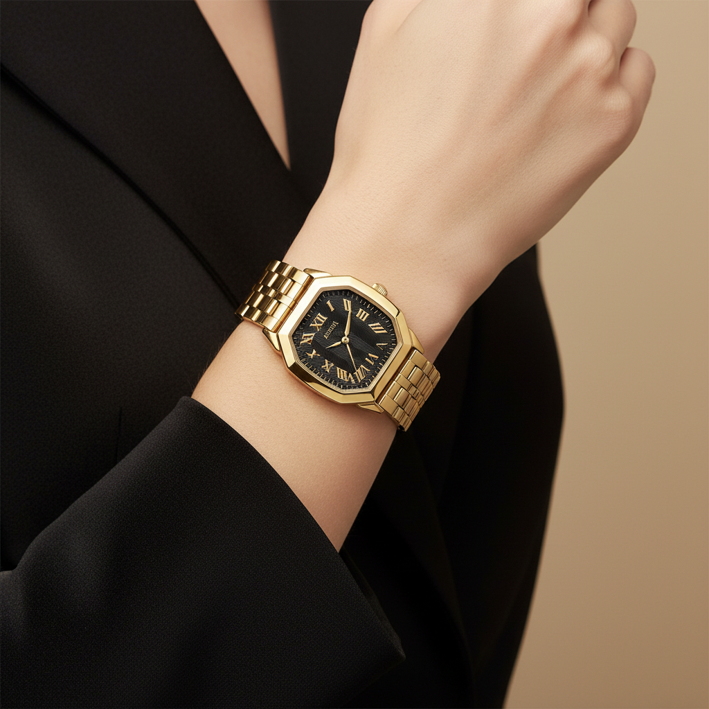 Fossil tonneau negro dorado - lifestyle mujer
