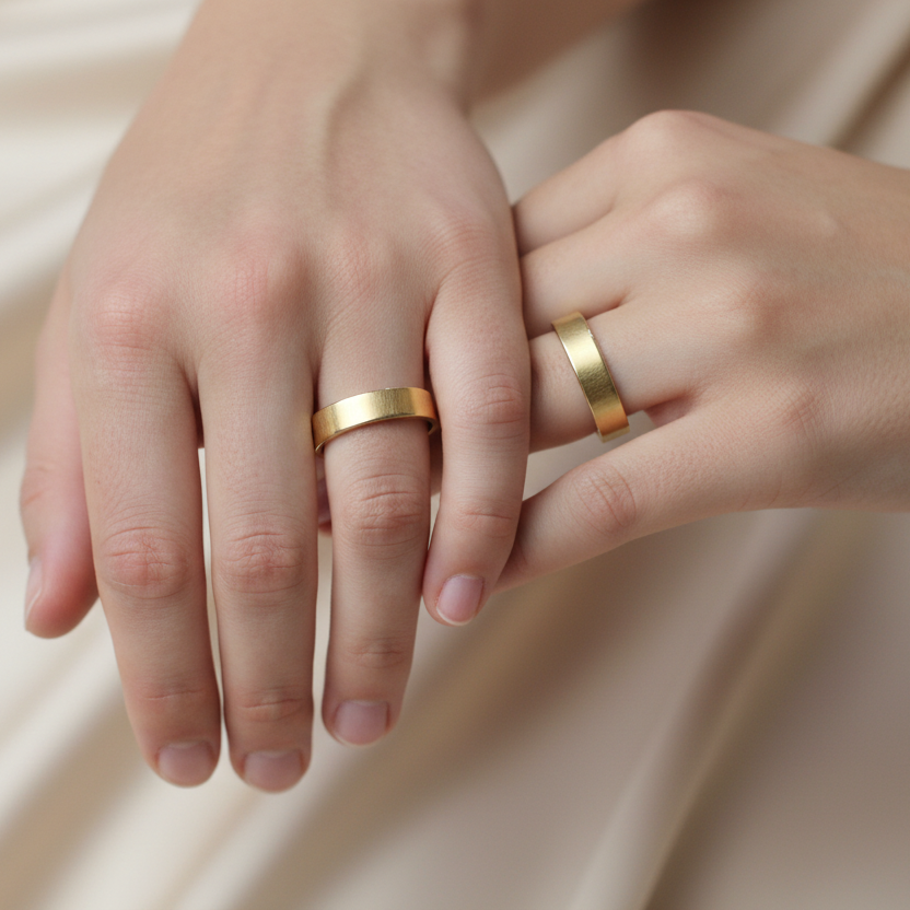 Manos de casados con anillos dorados