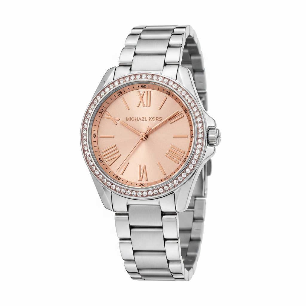 Michael Kors plata cristales - fondo blanco