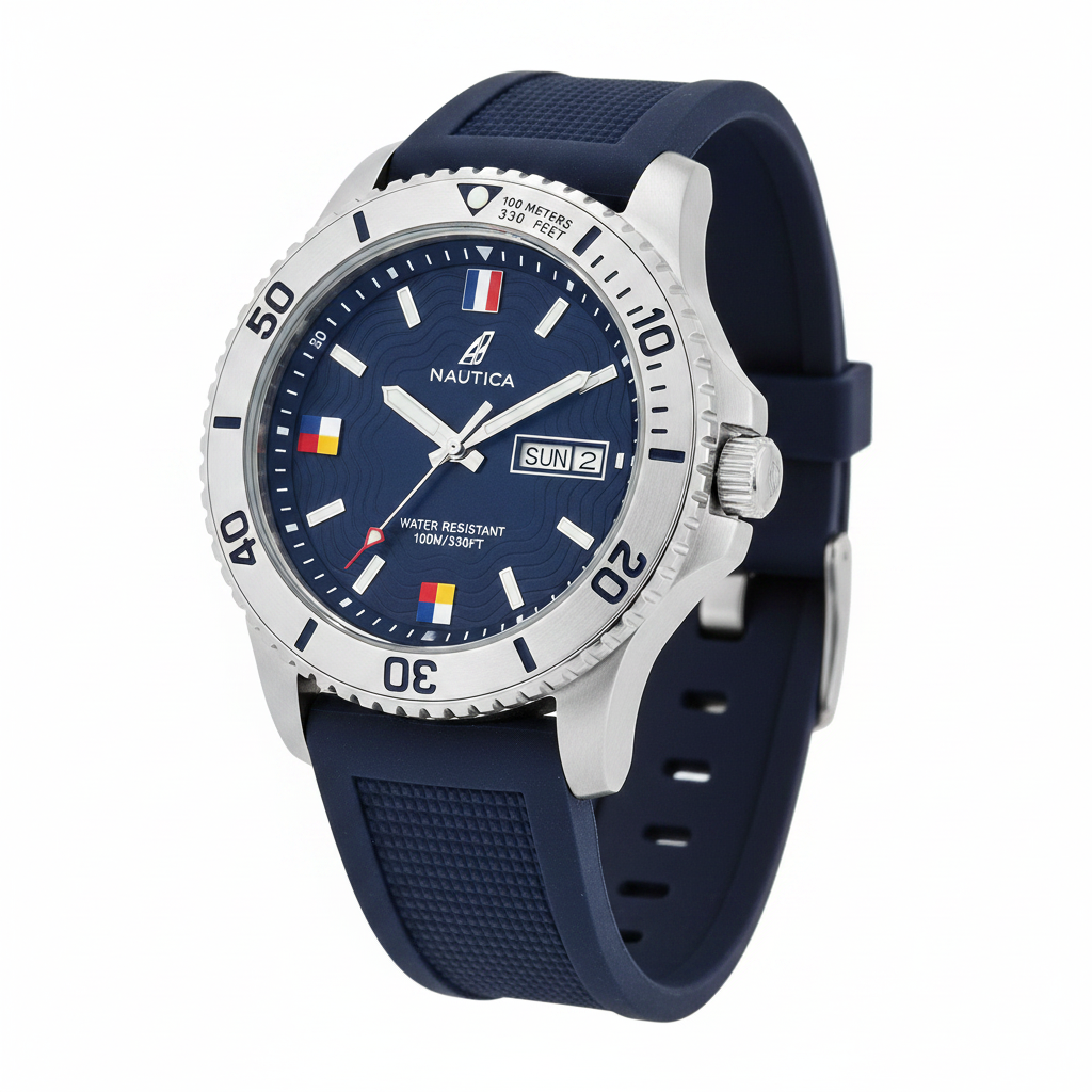 Nautica azul banderas náuticas fondo blanco