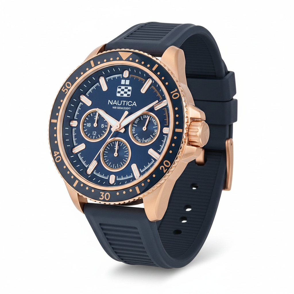 Nautica azul rose gold fondo blanco
