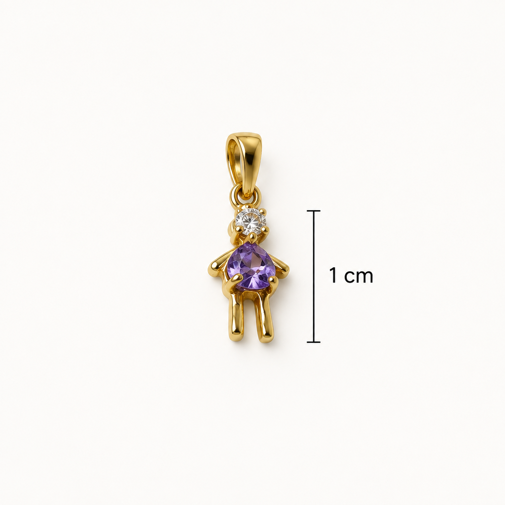Pieza dorada con piedra violeta y guía de 1 cm