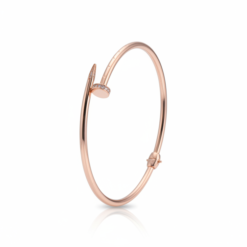 Pulsera Clavo Oro Rosa - Con circones