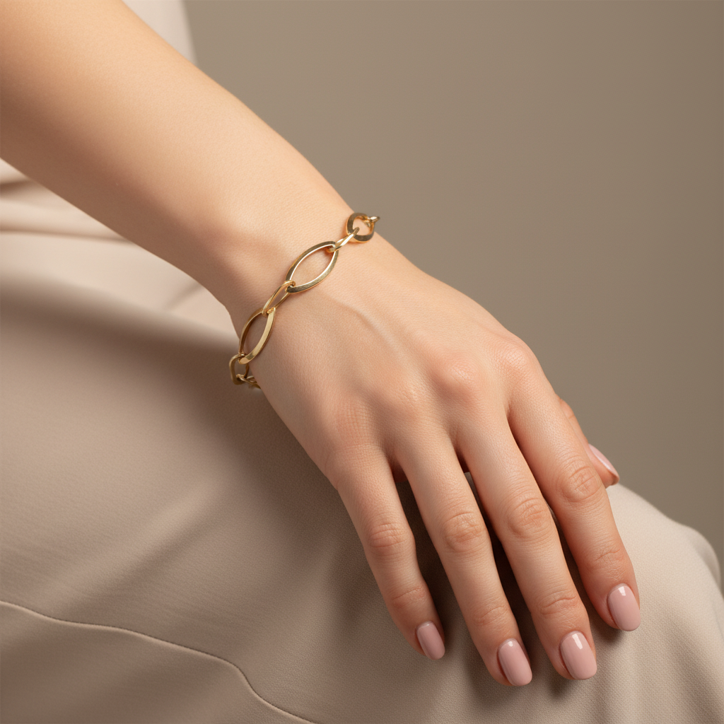 Pulsera eslabones ovalados - mano elegante