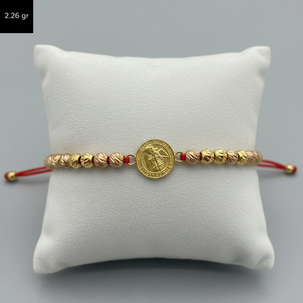 Pulsera tejida arcángel en almohadilla