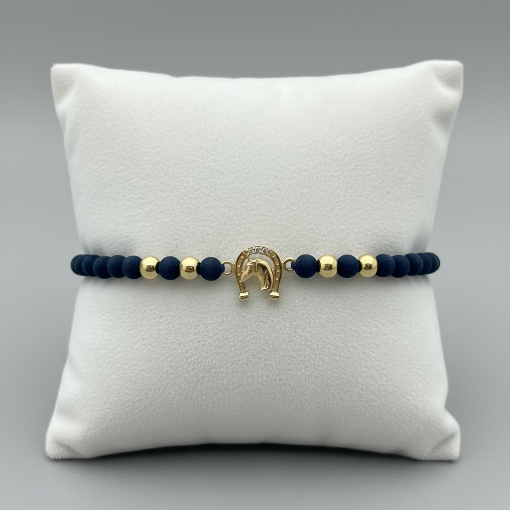 Pulsera tejida caballista en almohadilla