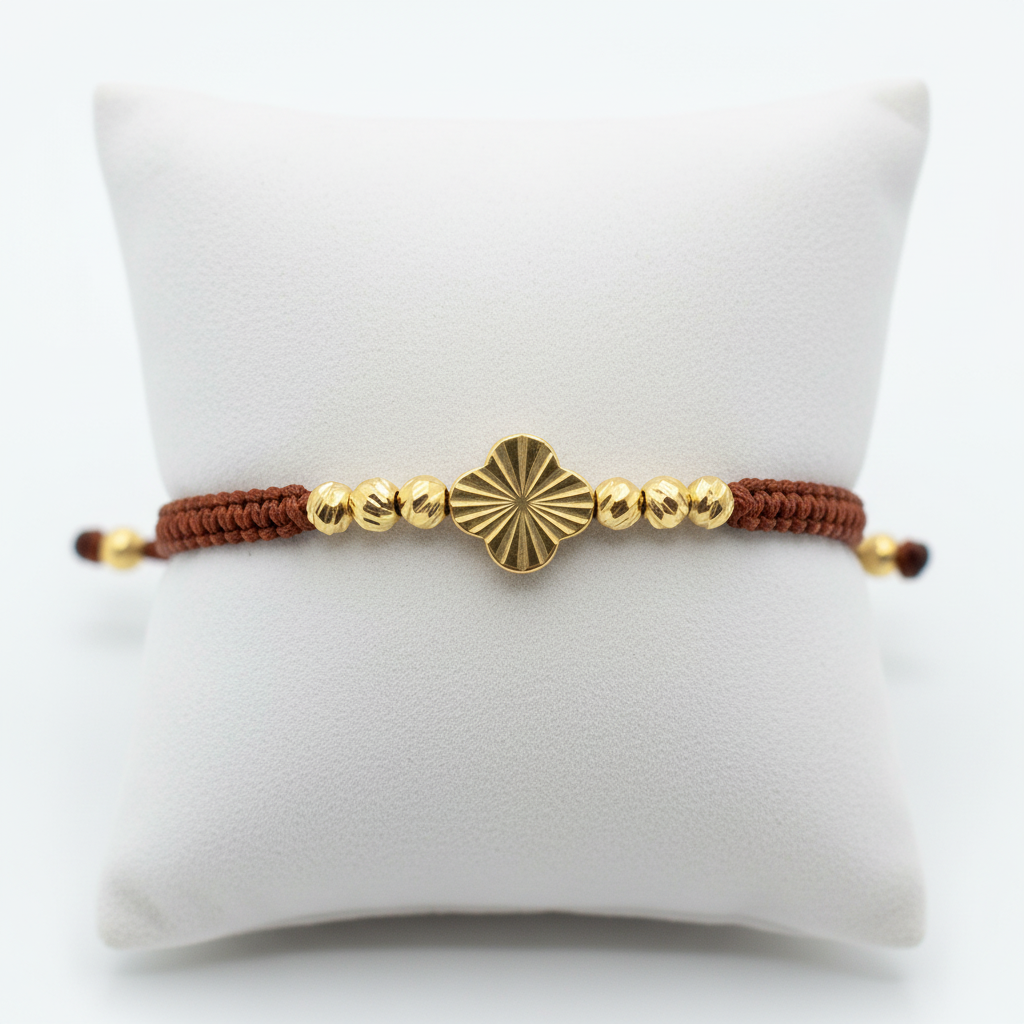 Pulsera tejida flor en almohadilla