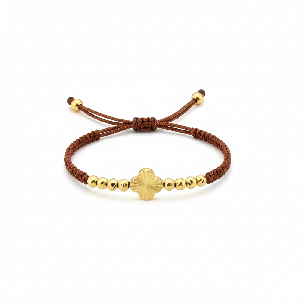 Pulsera tejida flor fondo blanco