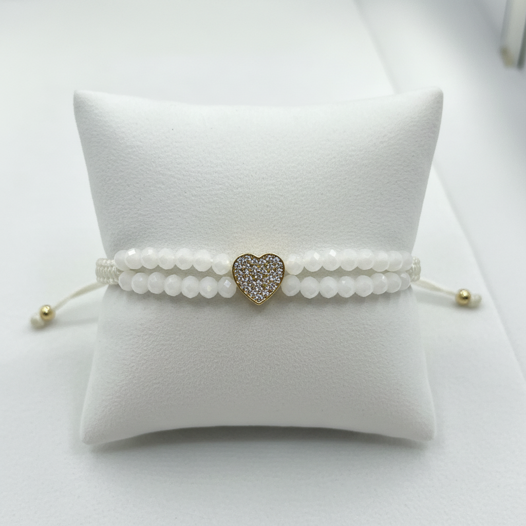 Pulsera tejida murano de amor en almohadilla