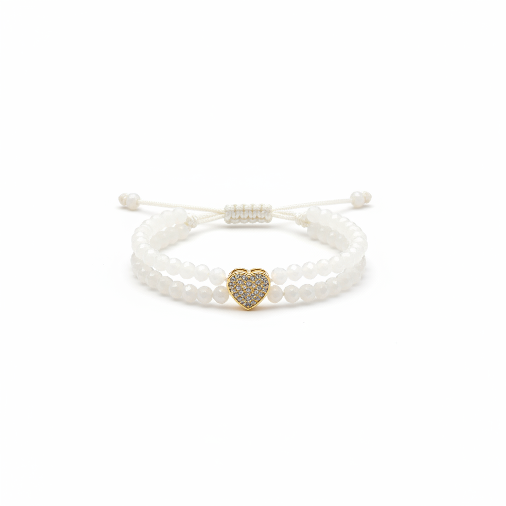 Pulsera tejida murano de amor fondo blanco