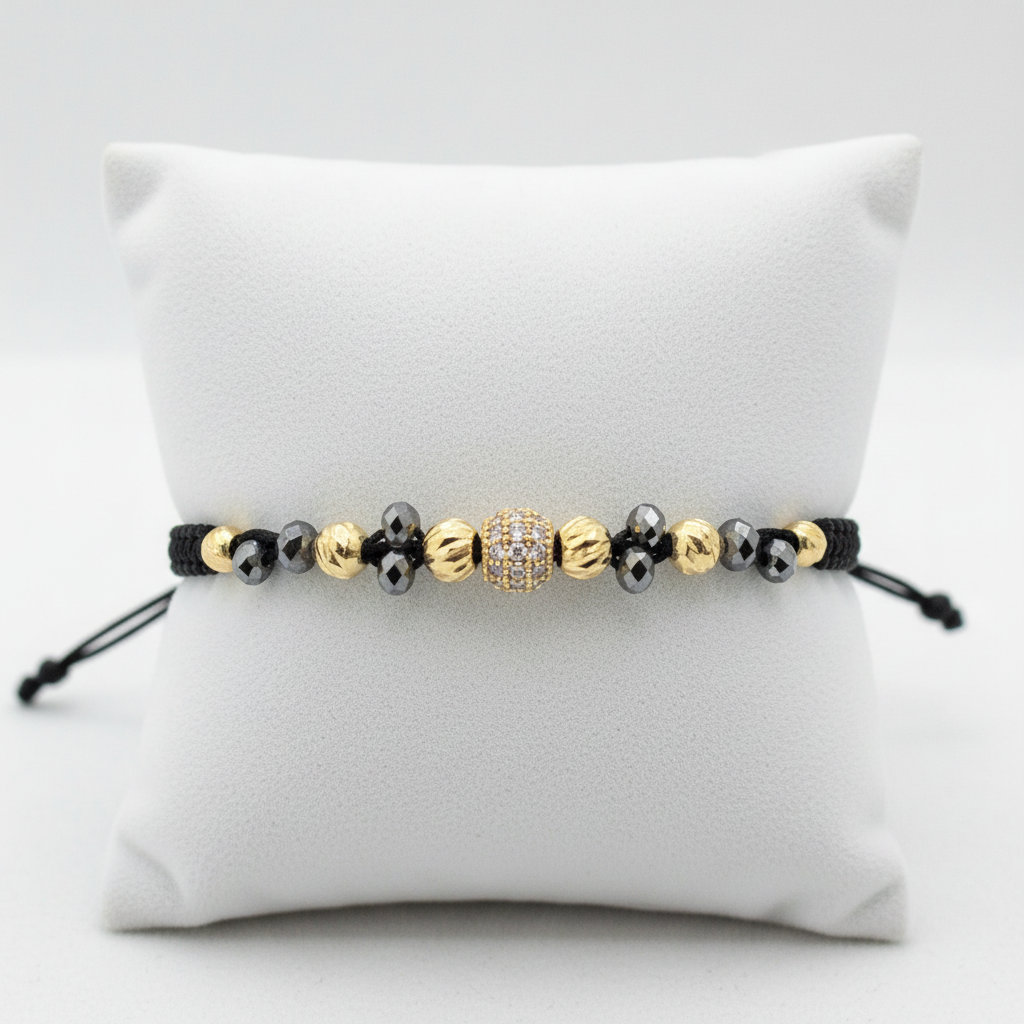 Pulsera tejida piedras en almohadilla
