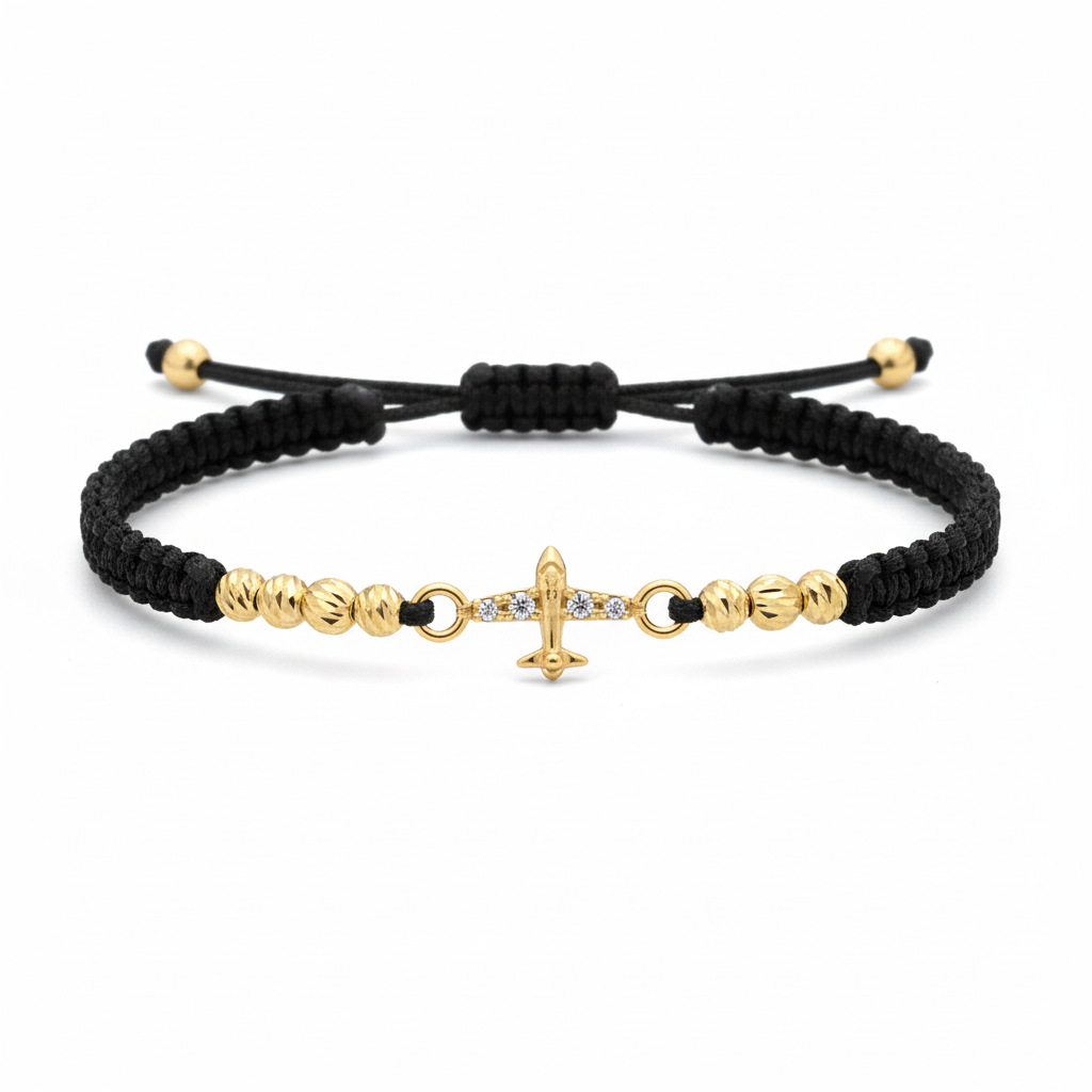 Pulsera tejida piloto fondo blanco