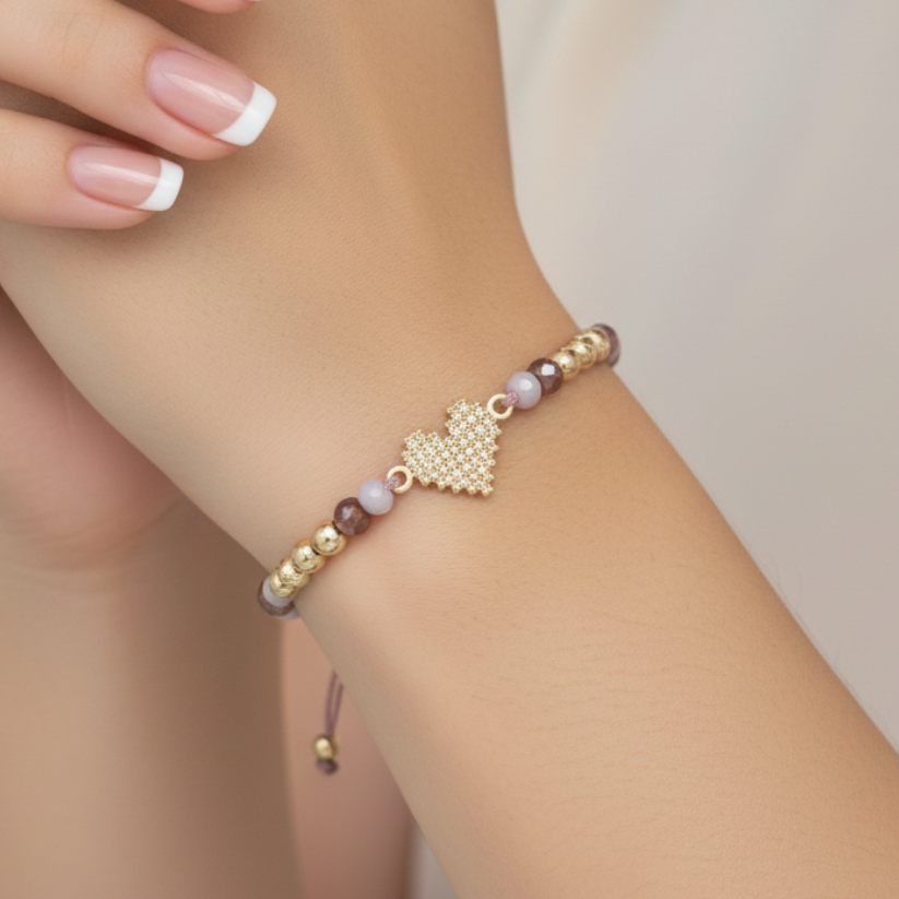 Pulsera Tejida Pixel with French manicure