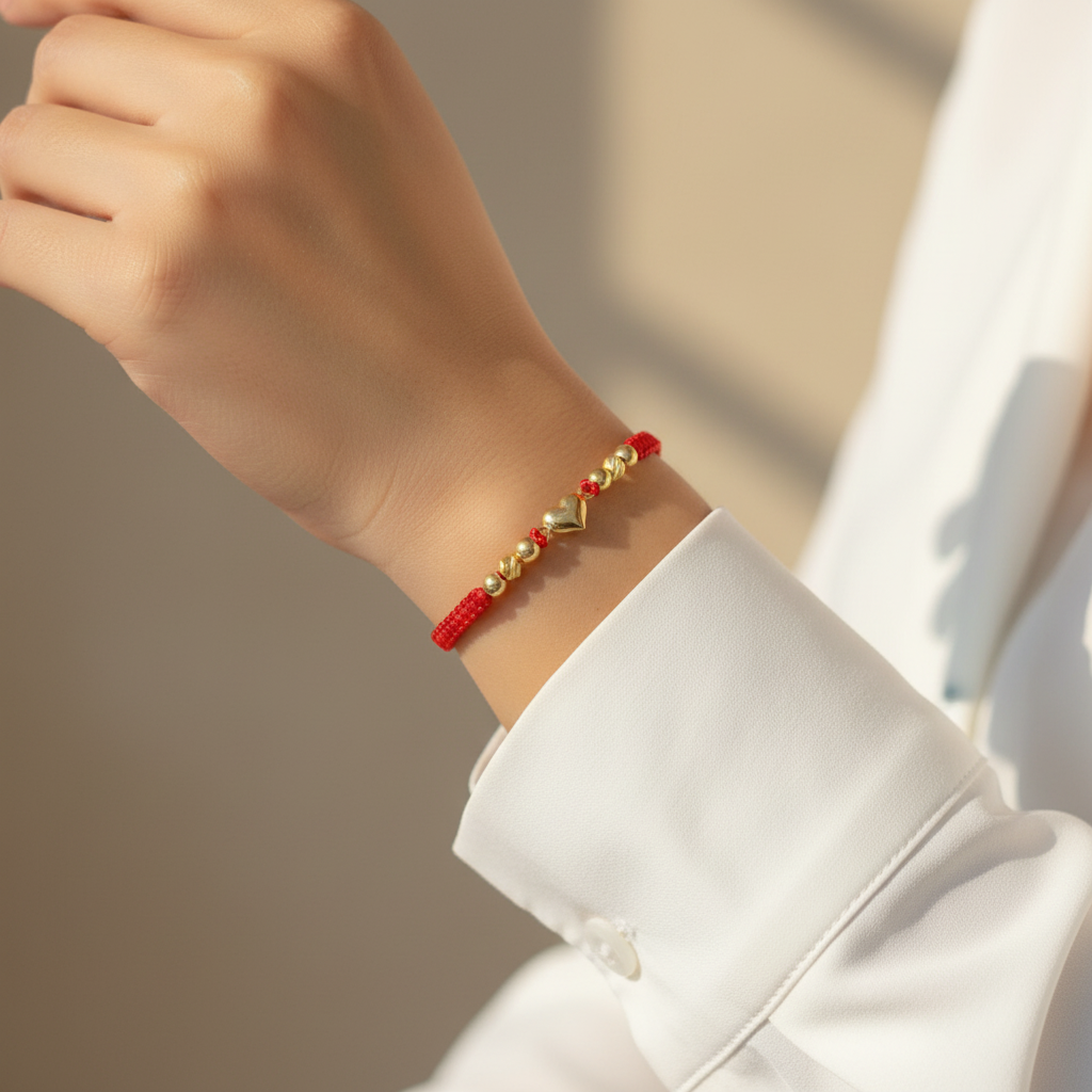Pulsera tejida vinculo en mano