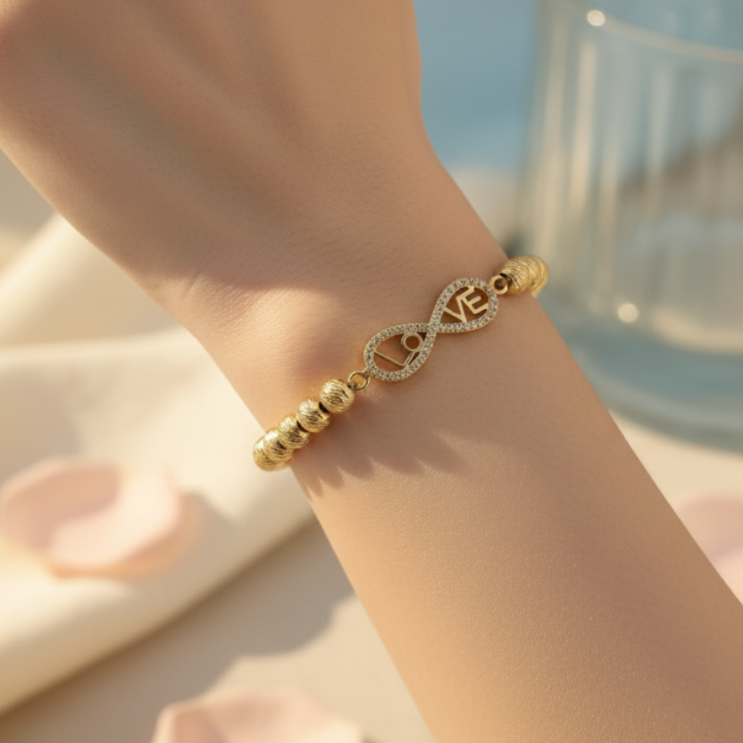 Pulsera Tejido Infinito con protagonismo